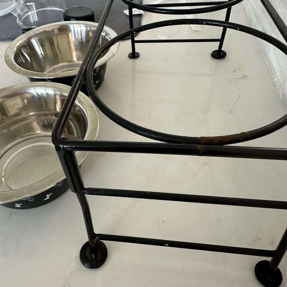Stainless Steel Double Pet Bowl with Stand